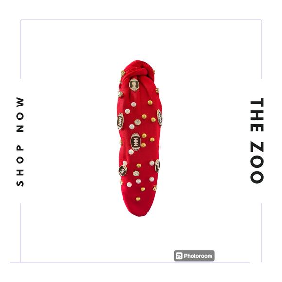 Jeweled Football Headband Red - Picture 2 of 2